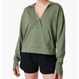 Sweaty Betty After Class Relaxed Hoodie Pullover Sweater Heath Green Salix Green